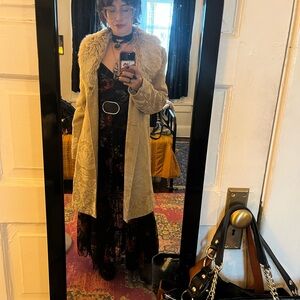 Vintage Y2K Penny Lane Beige Coat with Faux Fur Trim